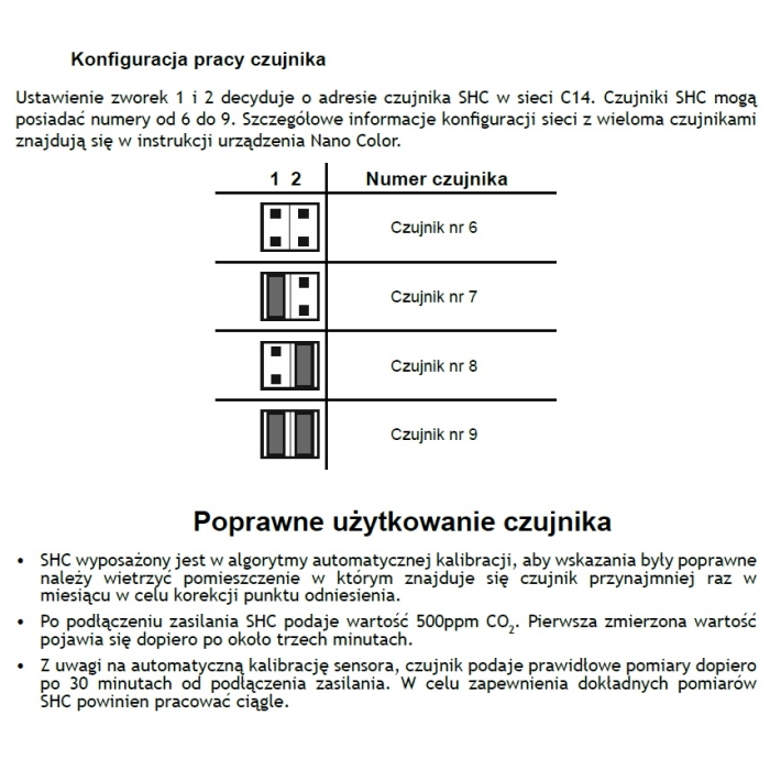 Czujnik SHC do pomiaru stężenia dwutlenku węgla, wilgotności i temperatury, Czujnik sterowania strefowego DO CENTRAL CWK450,  CWK600,  CWPP 420, CWPP